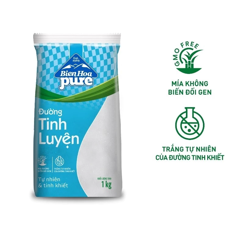 Đường tinh luyện Biên Hòa pure 1kg 100% mía đường tự nhiên