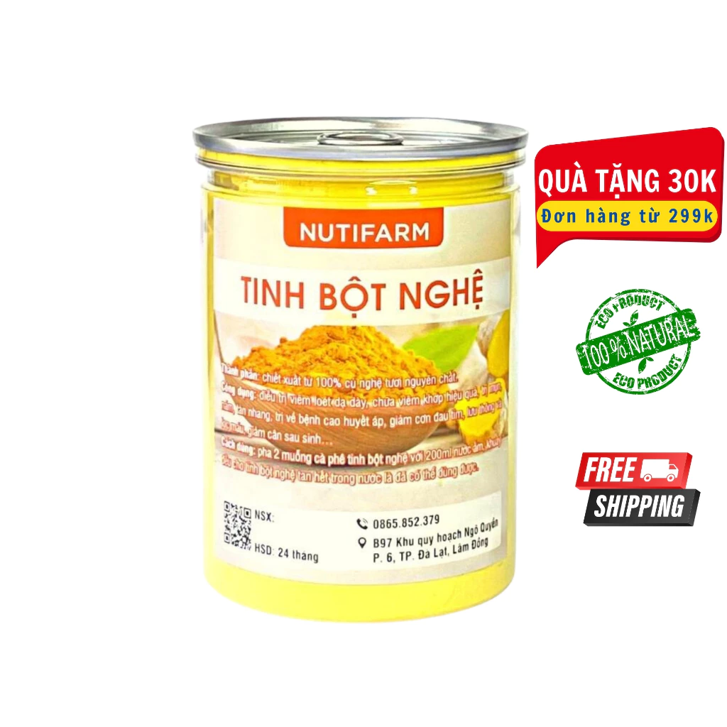 Tinh bột nghệ nguyên chất 300gr NutiFarm - đặc sản đà lạt