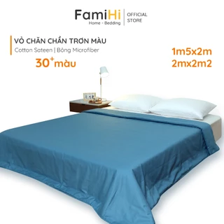 Vỏ chăn chần bông 2mx2m2 1m5x2m lồng được ruột Cotton Satin Fami88 Bedding trơn màu, mền chần gòn Microfiber cao cấp.