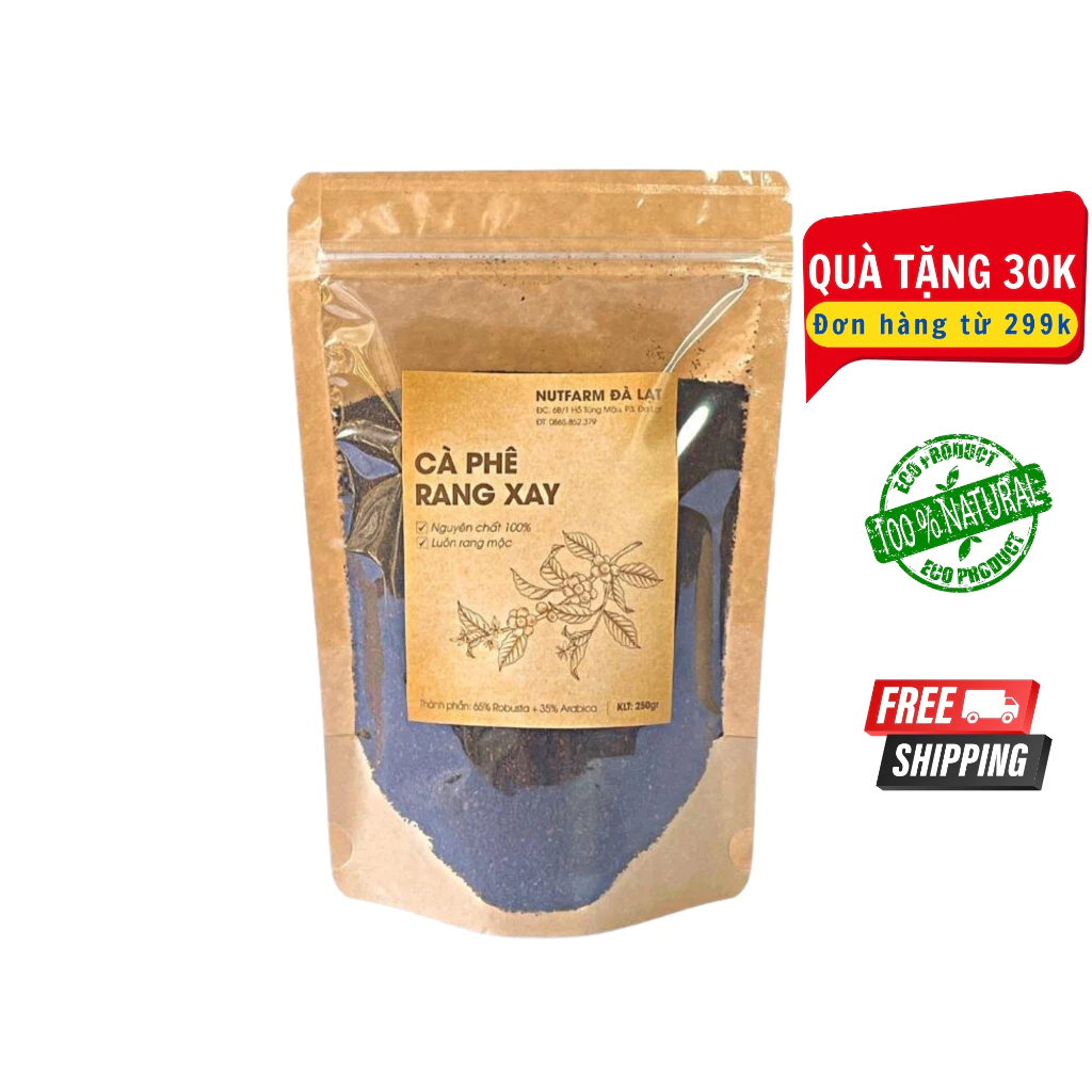 Cà phê nguyên chất rang xay robusta + arabica 500gr NutiFarm, cafe pha máy, phin