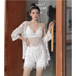 55-Set bộ bikini ren + len móc đi biển mùa hè 2023 có bán lẻ