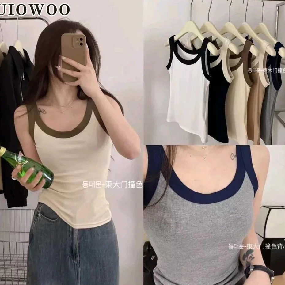 Áo ba lỗ phối màu dáng Croptop  phong cách nhẹ nhàng chất liệu thun tăm mát 886