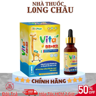 Canxi nhỏ giọt cho bé vita DTA bổ sung Vitamin D3 và K2 cho cơ thể, hỗ trợ tăng cường hấp thu Canxi vào xương 20ml