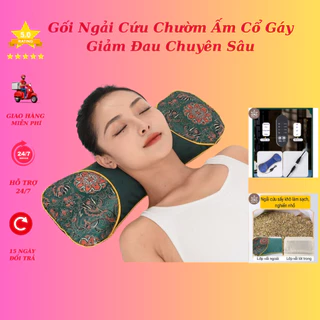 Gối Ngải Cứu Cắm Điện Làm Nóng, Gối Thảo Dược, vị Thơm Thảo Mộc giảm đau mỏi, thư giãn đốt sống cổ