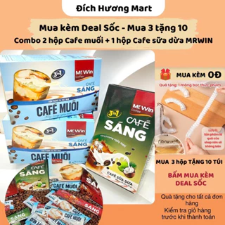 Combo Cafe - 2 hộp cà phê muối + 1 hộp cà phê sữa dừa MR.WIN, cà phê SÁNG hộp 10gói x 20g