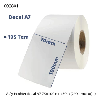 Giấy in nhiệt decal A7 75×100 mm 30m 280 tem