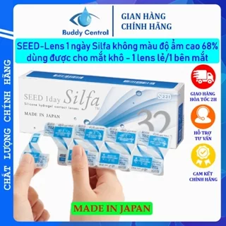 (Date T11.24) Lens Seed 1 ngày không màu SEED 1 day Silfa độ ẩm cao có độ cận (1chiếc lẻ/1bên mắt) - Buddy Central