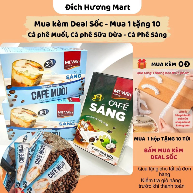 Cafe SÁNG - Cà phê Muối hoà tan 3in1 năng lượng cho ngày mới hộp 200 (10 gói x 20g)