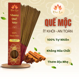 HỘP 100 NÉN NHANG QUẾ MỘC 30CM - 40CM | NHANG SẠCH ÍT KHÓI THƠM NHẸ DỊU