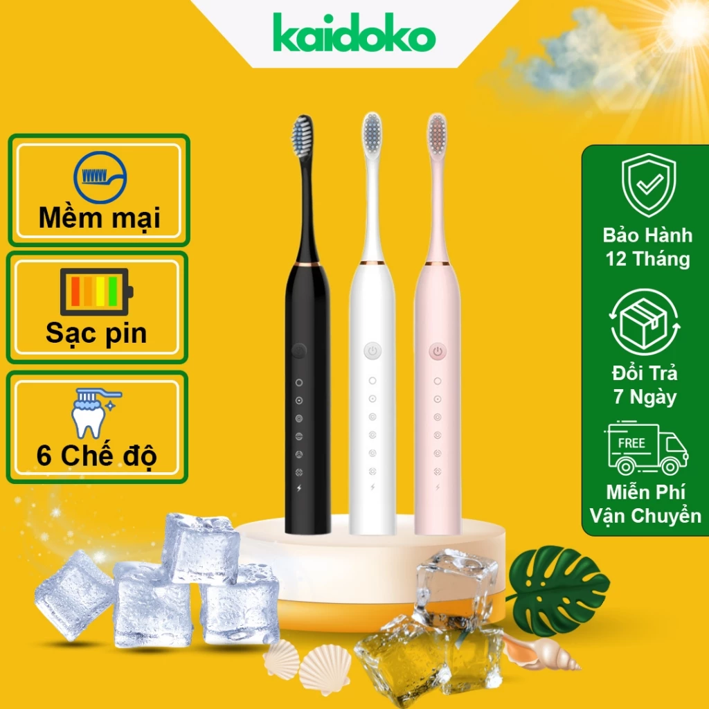Bàn chải điện thông minh Kaidoko icaros SH02 sạc pin tích điện 6 chế độ đánh chống thấm nước