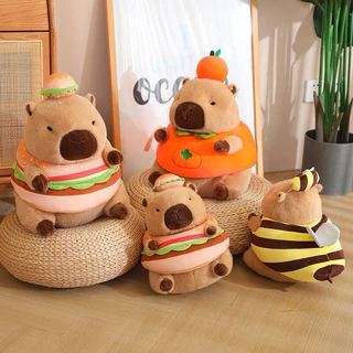 Gấu Bông CAPYBARA 25cm Phiên Bản Bé Ú Cosplay Ong Vàng/Hamburger/Trái Cây Cute