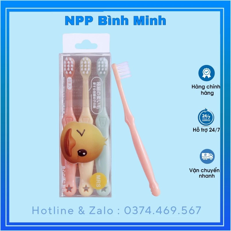 Hộp 3 Chiếc Bàn chải đánh răng trẻ em Lông mềm 3-7 tuổi