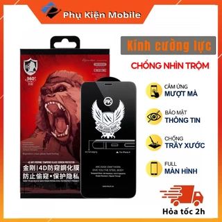 Kính cường lực ip chống nhìn trộm Kingkong Dùng cho iP X Xsm 11 12 13 14 15 Promax