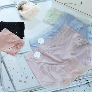 Set  quần chip thun lạnh, phối ren, với lót đáy cotton kháng khuẩn (2219)