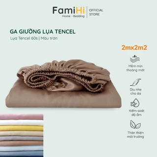 Ga giường vải lụa Tencel 2mx2m2 FamiHi màu trơn cao cấp, ra trải nệm modal mềm mát kháng khuẩn, thân thiện làn da.