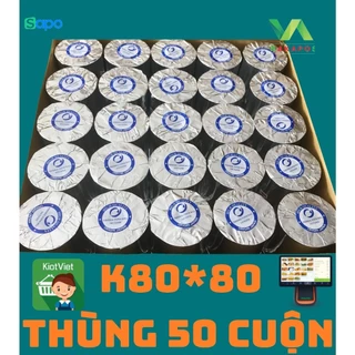 [THÙNG 50 CUỘN] Giấy In Bill K80x80 Giấy In Hóa Đơn K80 Giấy Nhiệt 80mm K80*80 Giấy In Đơn Hàng In Đơn Livestream chốt