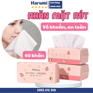 Khăn Lau Mặt Dùng 1 Lần Dạng Rút, Gói 50 Khăn Siêu Tiết Kiệm, Khăn Rút Animerry 50 Khăn - Harumi