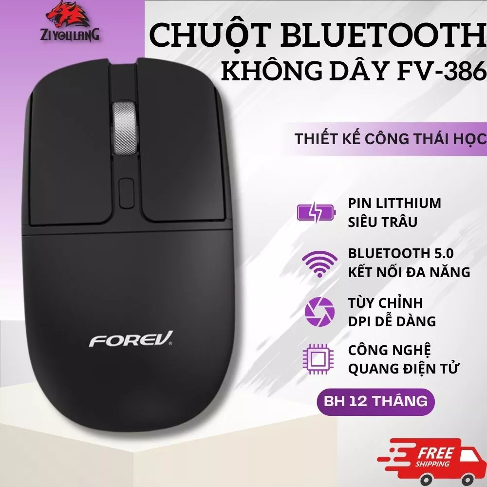Chuột Không Dây Bluetooth ZiyouLang FV-386 Pin Litthium Click Silent Kết Nối Đa Năng Cho Pc Lap