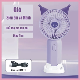 Quạt Điện Cầm Tay Mini Fan, Quạt Tai Thú Tích Điện Cỡ Lớn, Quạt Để Bàn Nhỏ Gọn Nhiều Màu Sắc