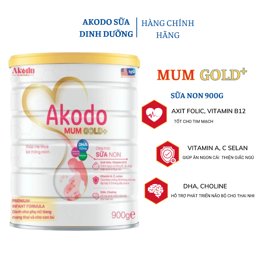 Sữa Bột Dinh Dưỡng Akodo Mum Cung Cấp Dinh Dưỡng Cần Thiết Cho Cả Mẹ Và Bé 900gr