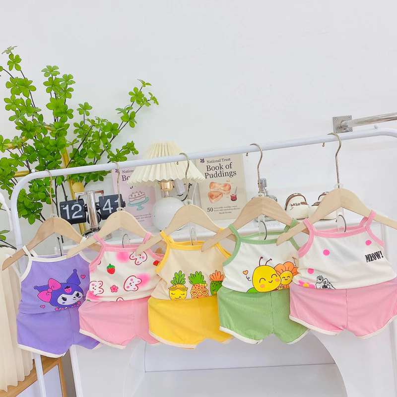 Bộ đồ dây hè cho bé gái size 7-17kg chất sợ tre cotton xịn mềm mịn cho bé