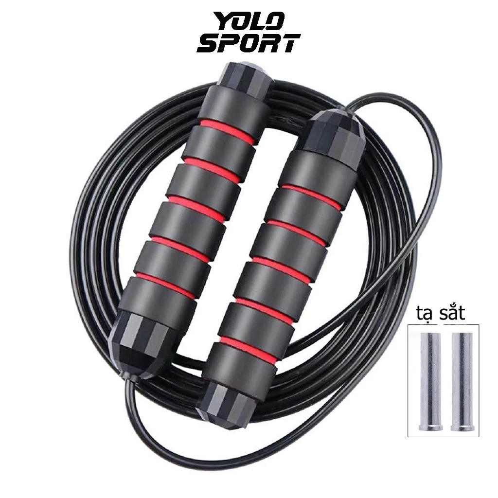 Dây Nhảy Giảm Cân Đốt Mỡ Bụng Thừa Lõi Thép 2.9m Đàn Hồi Có Tạ Tập Thể Dục Gym Muay Thái Tăng Thể Lực Sức Khỏe Tại Nhà