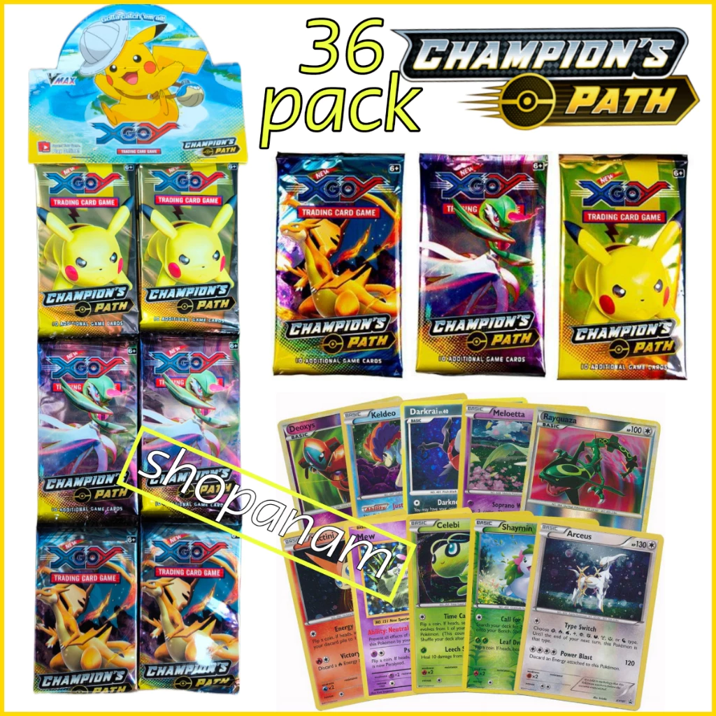 Thẻ bài pokemon dây 36 gói [ Có Thẻ VIP ] XYGO Champion path