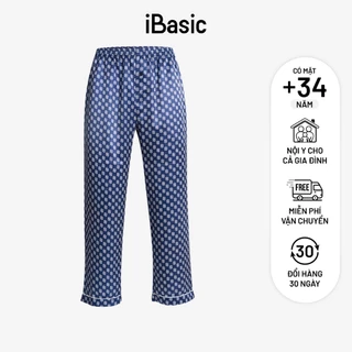 Quần dài mặc nhà nam pyjama lụa satin hoạ tiết icon iBasic HOMM016B