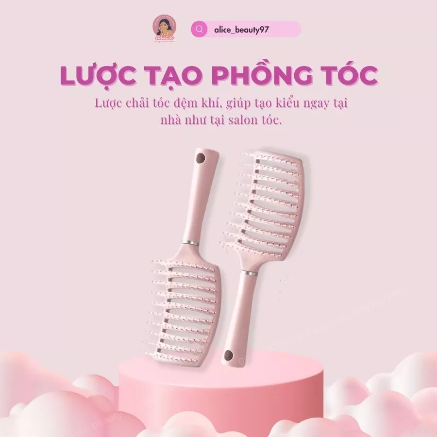 Lược Chải Tóc Làm Phồng Chân Tóc Tạo Kiểu Tóc Xoăn Dài Cho Nữ Tiện Lợi, Đệm Khí Mát Xa Da Đầu