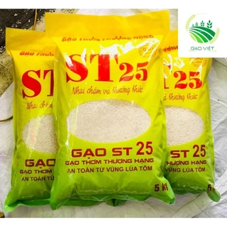 Gạo ST25 Sóc Trăng hảo hạng-Túi 5kg-rất thơm ngon, dẻo cơm