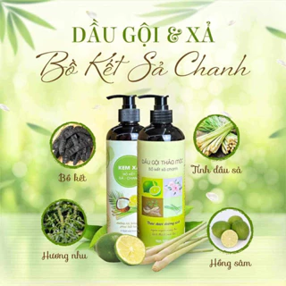 Bộ dầu gội và dầu xả Bồ Kết Sả Chanh ngăn ngừa rụng tóc , dầu gội dưỡng ẩm cho tóc 500ml