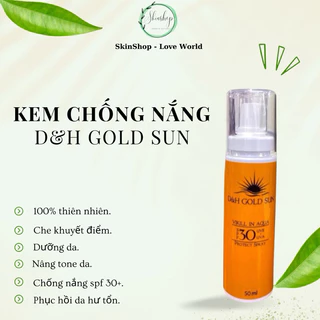 Kem chống nắng che khuyết điểm dưỡng da nâng tone phục hồi da hư tổn D&H GOLD SUN 50ml