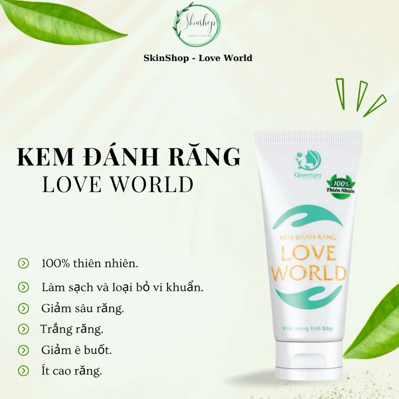 Kem đánh răng giảm sâu răng trắng răng diệt khuẩn ít cao răng LOVE WORLD 60g