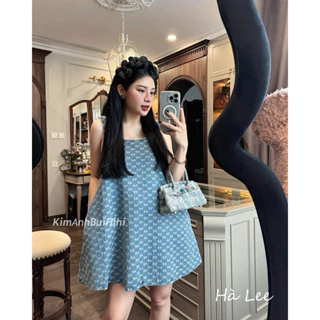 Váy jean babydoll nơ lưng chuẩn Kim Anh Bùi[ Hàng sẵn]