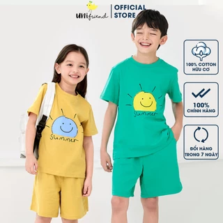 Đồ bộ ngắn tay quần áo thun cotton mịn mặc nhà mùa hè cho bé trai và bé gái Unifriend Hàn Quốc U2024-1