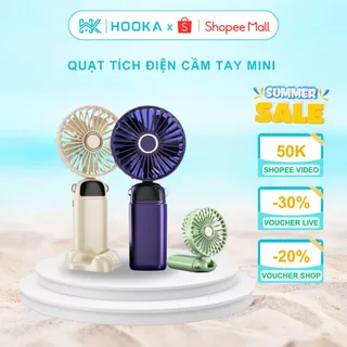 Quạt Mini Cầm Tay Tích Điện 10.000mAh,5 Tốc Độ Gió,Xoay Linh Hoạt 90 Độ Có Dây Đeo Cổ,Đèn LED Hiển Thị Bảo Hành 12 Tháng