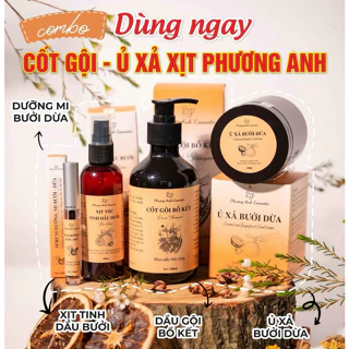 COMBO CỐT GỘI BỒ KẾT Hỗ Trợ Mọc Tóc, Giảm Rụng Tóc - Ủ Xả Bưởi Dừa TẶNG Xịt Bưởi + Dưỡng Mi