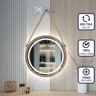 Gương Led Viền Gỗ Treo Bàn Trang Điểm DLQ MIRROR Cảm Ứng Cao Cấp