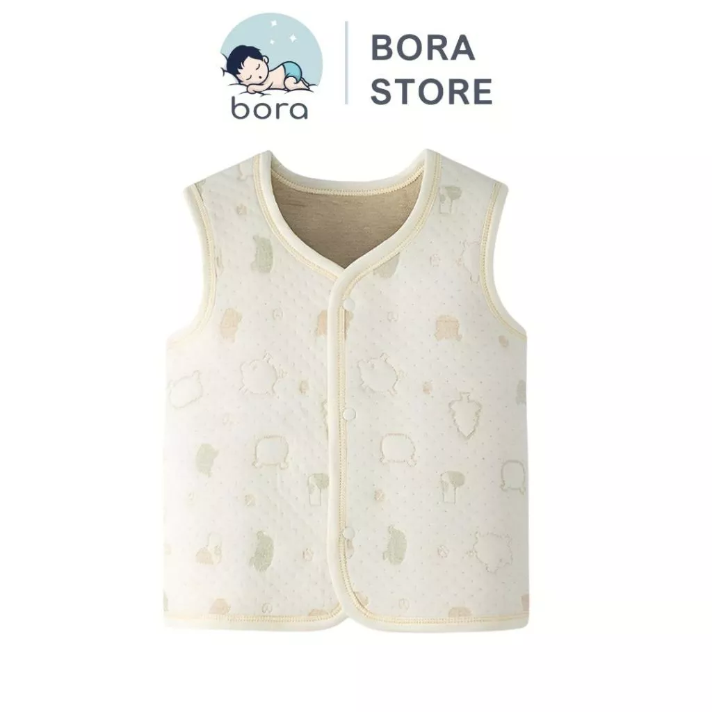 Áo Gile cho bé cotton hữu cơ tự nhiên 100%, mềm mại và ấm áp