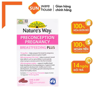 Viên Uống Bổ Sung Vitamin Tổng Hợp Cho Bà Bầu Nature's Way PreConception Pregnancy Breastfeeding Plus – Hộp 30 Viên