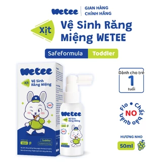 [1 TUỔI] Xịt Vệ Sinh Răng Miệng Wetee Cho Bé Từ 1 Tuổi 50ml, Hương Nho, Hỗ Trợ Ngăn Ngừa Mảng Bám, Chống Sâu Sún Cho Bé