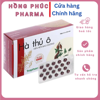 Viên Hà thủ ô Traphaco (hộp 100 viên) giúp bồi bổ khí huyết giảm hoa mắt chóng mặt, hỗ trợ làm đen tóc, râu bạc sớm.