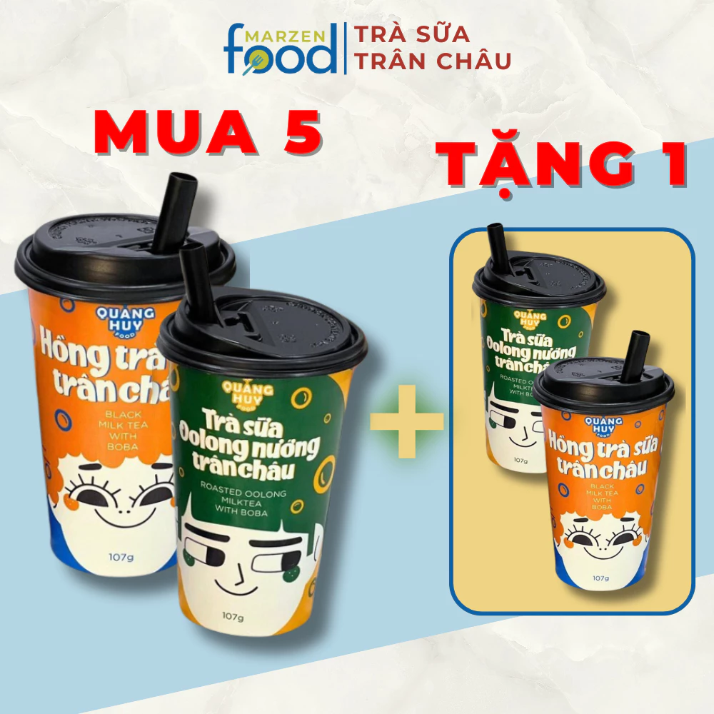 [Mua 5 Tặng 1] Set Trà Sữa Tự Pha Tại Nhà Uống Liền Dạng Ly 107g Tiện Lợi Marzen Food