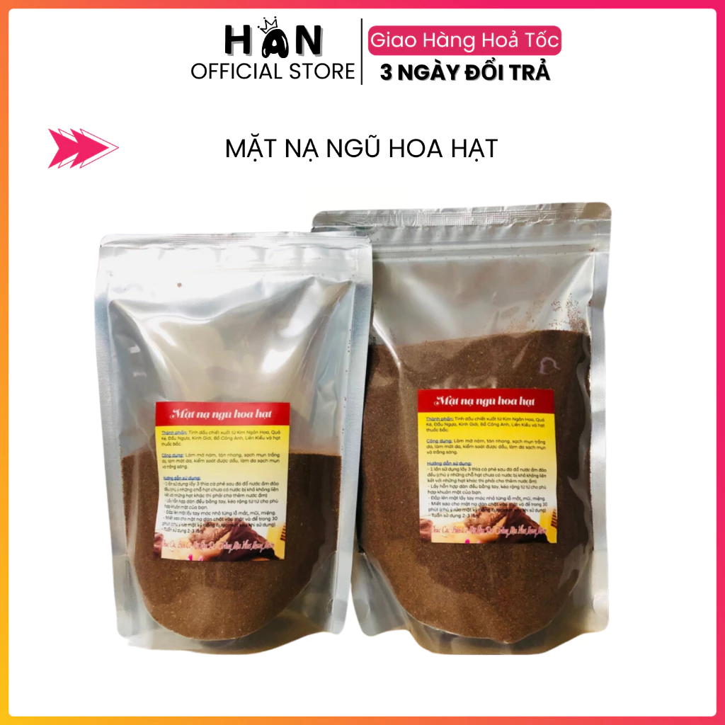 Mặt Nạ Ngũ Hoa Hạt Nhỏ Hạt To, Gói 500g 1000g | Mặt Nạ Bột Ngũ Hoa Nguyên Chất Hàng Nhập Khẩu,