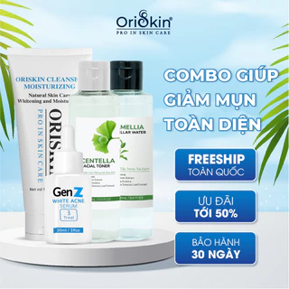 Combo Giúp Hỗ Trợ Giảm Mụn, Giúp Kiềm Dầu , Gồm Serum Genz 30ml ,Sữa Rửa Mặt Oriskin 100ml, Toner 150ml và Tẩy trang 150