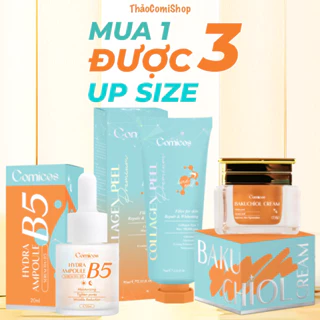 [MUA 1 ĐƯỢC 3 UP SIZE] Combo skincare da mặt Peel Collagen 4K + Serum B5 HA + Kem Face Huyết Yến Bakuchiol