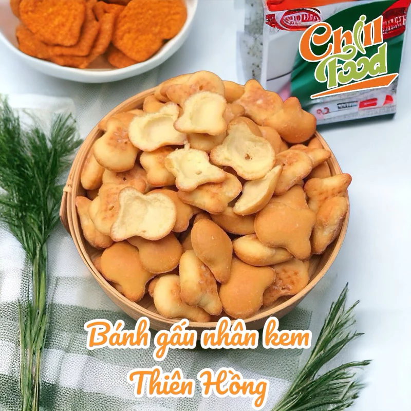 500G bánh gấu Thiên Hồng nhân kem sữa, bánh gấu nhân kem Thiên Hồng thơm ngon béo ngậy Chill Food