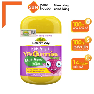 Kẹo Dẻo Vitamin Cho Bé Nature's Way Vita Gummies MultiVitamin + Vegies Bổ Sung Vitamin Và Chất Xơ Cho Bé Hộp 60 Viên