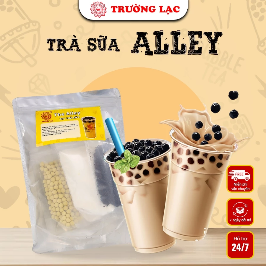 [Trường Lạc] Set Trà Sữa Tự Pha Trân Châu Đường Đen Vị The Alley Nguyên Liệu Làm Trà Sữa 6-8 Ly