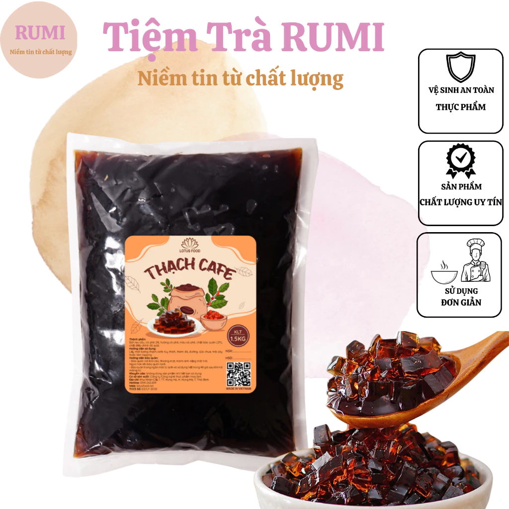 [Thạch giòn sần sật] Thạch cà phê, thạch ăn sẵn gói 1,5kg giòn dai
